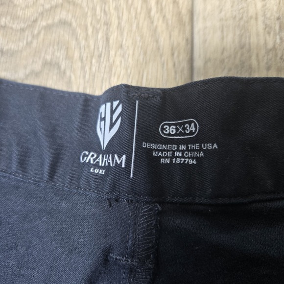 Graham Luxe Golf Pants Mens 34x32 Black Performance Chino Straight Nylon Stretch - Picture 2 of 12